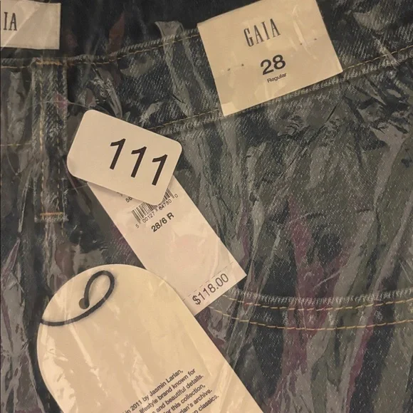 NWT Gap x Cult Gaia High Rise Stride Chain Jeans in Blue Size 28 - Picture 10 of 10